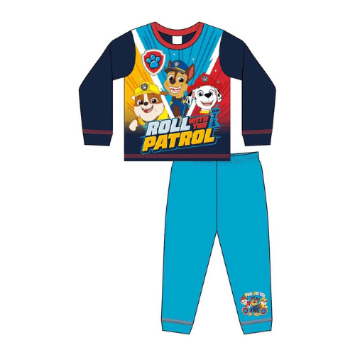 Paw Patrol Pigiama Lungo Per Bambini 1-6 Anni – Blu – Set Maglietta Manica Corta E Pantaloni – Ufficiale Popgear